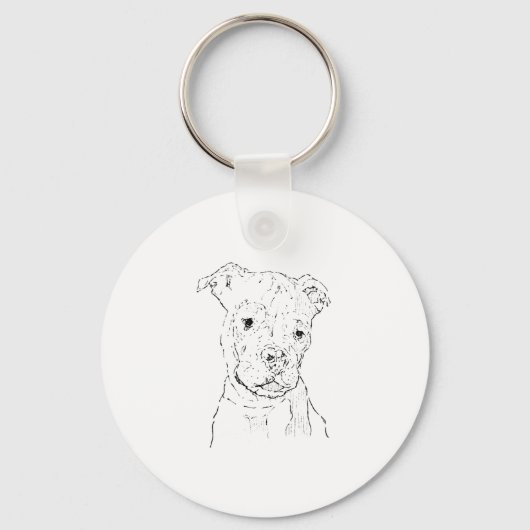 Amerikaanse Staffordshire Terrier Illustratie Sleutelhanger (Voorkant)