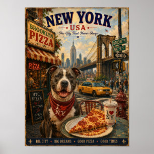Amerikaanse Staffordshire Terrier in New York Vint Poster