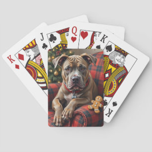 Amerikaanse Staffordshire Terrier Kerstmis Pokerkaarten