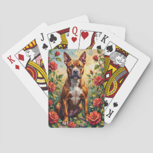 Amerikaanse Staffordshire Terrier Rozentuin Kunst Pokerkaarten