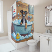 Amerikaanse Staffordshire Terrier Sleepy Schattige Douchegordijn (In situ)