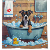 Amerikaanse Staffordshire Terrier Sleepy Schattige Douchegordijn (Voorkant)