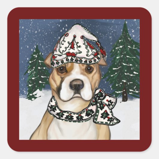 AMERIKAANSE STAFFORDSHIRE TERRIËR VIERKANTE STICKER (Voorkant)