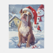 Amerikaanse Staffordshire Winter Wonderland Kerstm Fleece Deken (Voorkant)