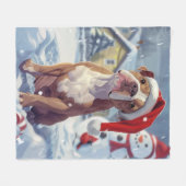 Amerikaanse Staffordshire Winter Wonderland Kerstm Fleece Deken (Voorkant (Horizontaal))