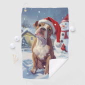 Amerikaanse Staffordshire Winter Wonderland Kerstm Golfhanddoek (Insitu)