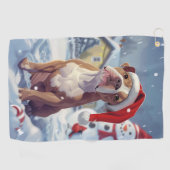 Amerikaanse Staffordshire Winter Wonderland Kerstm Golfhanddoek (Horizontaal)