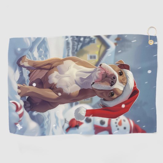 Amerikaanse Staffordshire Winter Wonderland Kerstm Golfhanddoek (Horizontaal)