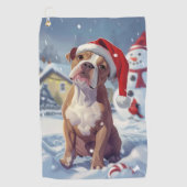 Amerikaanse Staffordshire Winter Wonderland Kerstm Golfhanddoek (Voorkant)