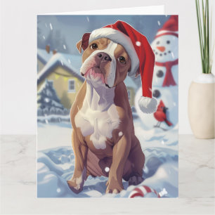 Amerikaanse Staffordshire Winter Wonderland Kerstm Kaart