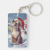 Amerikaanse Staffordshire Winter Wonderland Kerstm Sleutelhanger (achterkant)