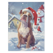 Amerikaanse Staffordshire Winter Wonderland Kerstm Tafelkleed (Voorkant)