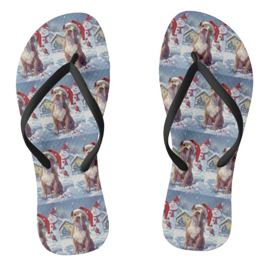 Amerikaanse Staffordshire Winter Wonderland Kerstm Teenslippers (Voetbed)