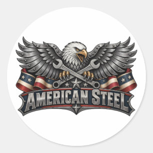 Amerikaanse Stalen Adelaar Badge Ronde Sticker
