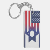 Amerikaanse Stand Met Israël vlag Sleutelhanger (Voorkant Links)