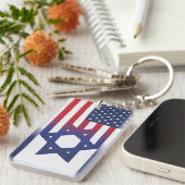 Amerikaanse Stand Met Israël vlag Sleutelhanger (Voorkant Rechts)