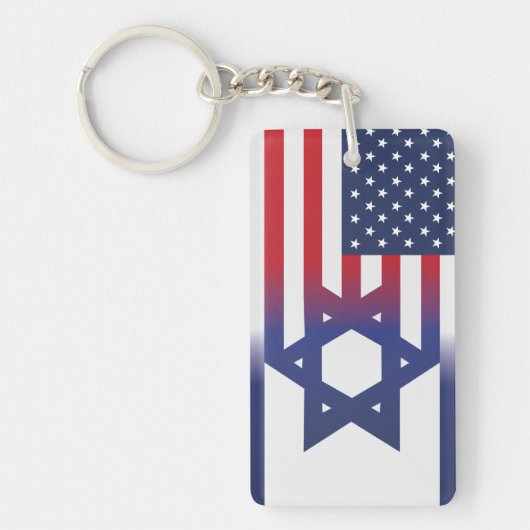 Amerikaanse Stand Met Israël vlag Sleutelhanger (Voorkant)