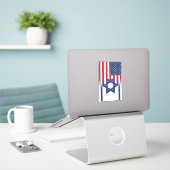 Amerikaanse Stand Met Israël vlag Sticker (Laptop op bureau)