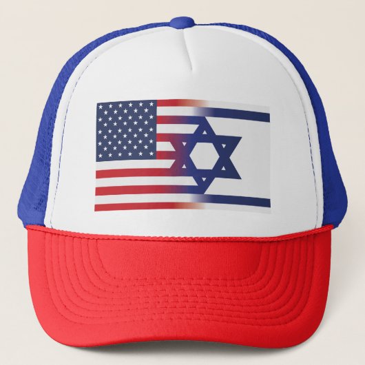 Amerikaanse Stand Met Israël vlag Trucker Pet (Voorkant)