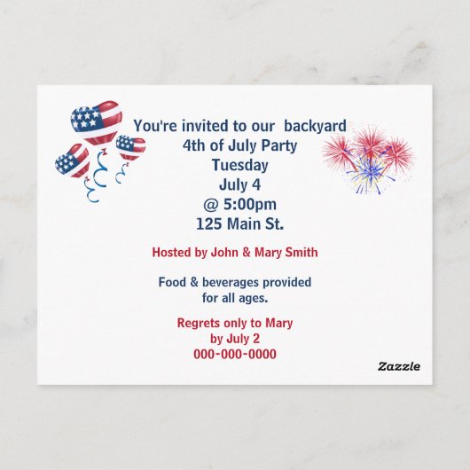 Amerikaanse Starfish 4 juli Briefkaart (Achterkant)