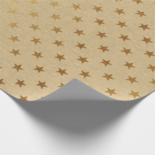 Amerikaanse Stars Kraft Gold Natural Elegant Minim Cadeaupapier (Hoek)