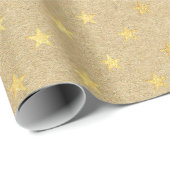 Amerikaanse Stars Kraft Gold Natural Elegant Minim Cadeaupapier (Rol Hoek)