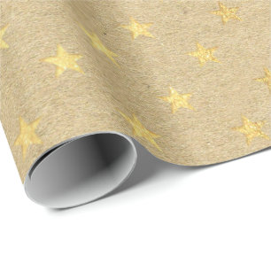 Amerikaanse Stars Kraft Gold Natural Elegant Minim Cadeaupapier