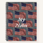 Amerikaanse Stars & Stripes Vlag van de VS Kunst m Notitieboek (Voorkant)