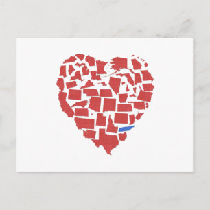 Amerikaanse Staten Heart Mosaic Tennessee Red Briefkaart