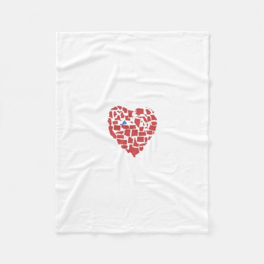 Amerikaanse Staten Heart Mosaic Virginia Red Fleece Deken (Voorkant)