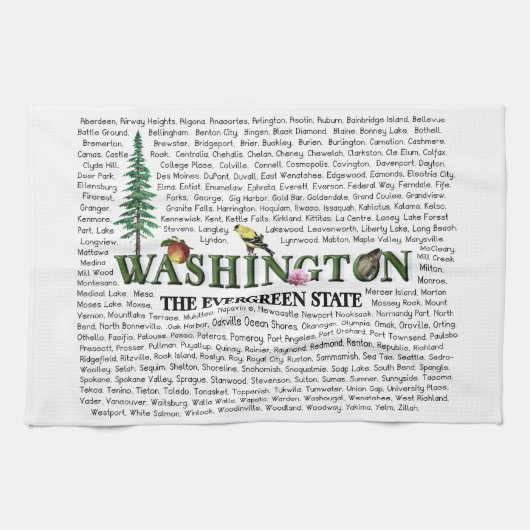 Amerikaanse staten - Washington Kitchen Towel Theedoek (Horizontaal)