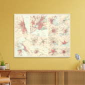 Amerikaanse steden op uniforme schaal canvas afdruk (Insitu (Woonkamer))