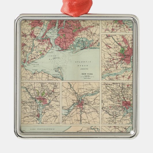 Amerikaanse steden op uniforme schaal metalen ornament (Voorkant)