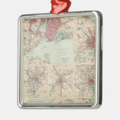 Amerikaanse steden op uniforme schaal metalen ornament (Links)