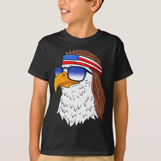 Amerikaanse Steenarend Mullet 4 juli Grappig VS T-shirt (Voorkant)