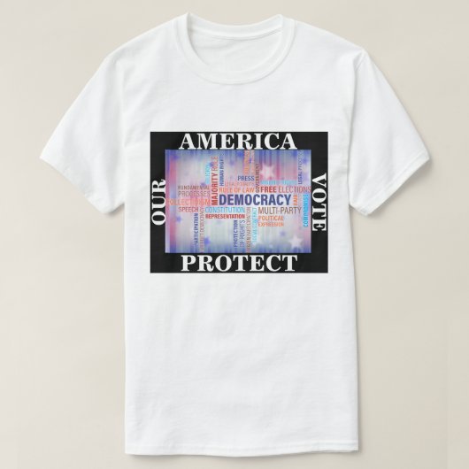 AMERIKAANSE STEMMING BESCHERMT ONZE DEMOCRATIE T-SHIRT (Design voorkant)