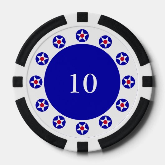 Amerikaanse sterren blauw 2 pokerchips (Voorkant)