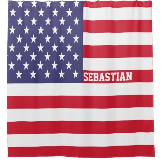 Amerikaanse sterren en strepen gepersonaliseerd douchegordijn (Voorkant)