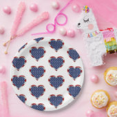 Amerikaanse sterren en strepen harten patriottisch papieren bordje (Feest)