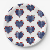 Amerikaanse sterren en strepen harten patriottisch papieren bordje (Voorkant)