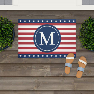 Amerikaanse sterren en strepen monogram deurmat