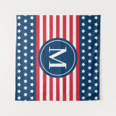 Amerikaanse sterren en strepen monogram vierkant wandkleed (Voorkant (horizontaal))