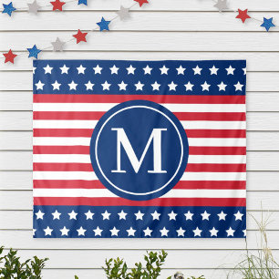 Amerikaanse sterren en strepen monogram wandkleed