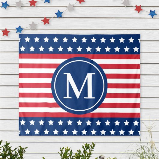 Amerikaanse sterren en strepen monogram wandkleed