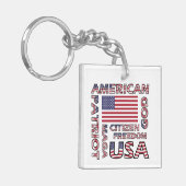 Amerikaanse sterren en strepen Patriot Sleutelhanger (Voorkant Links)