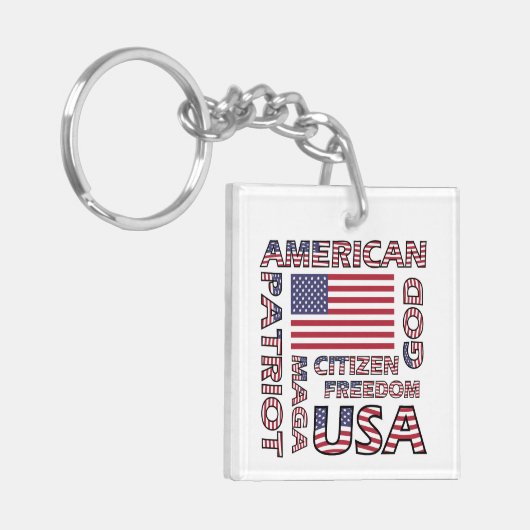 Amerikaanse sterren en strepen Patriot Sleutelhanger (Voorkant Links)