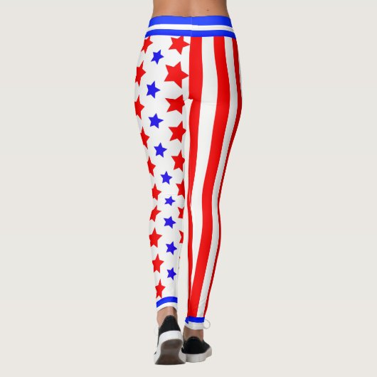 Amerikaanse sterren en strips op WITTE Leggings (Achterkant)