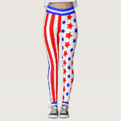 Amerikaanse sterren en strips op WITTE Leggings (Voorkant)