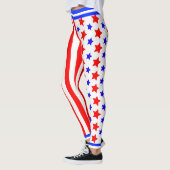 Amerikaanse sterren en strips op WITTE Leggings (Links)