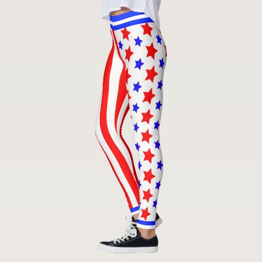 Amerikaanse sterren en strips op WITTE Leggings (Links)